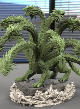 3d打印图纸模型希腊神话九头蛇许德拉龙STL摆件立体圆雕图F3326