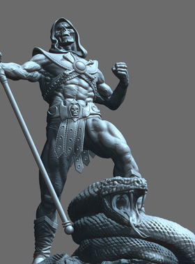 3d打印图纸模型素材数据骷髅王STL手办圆雕图F2112