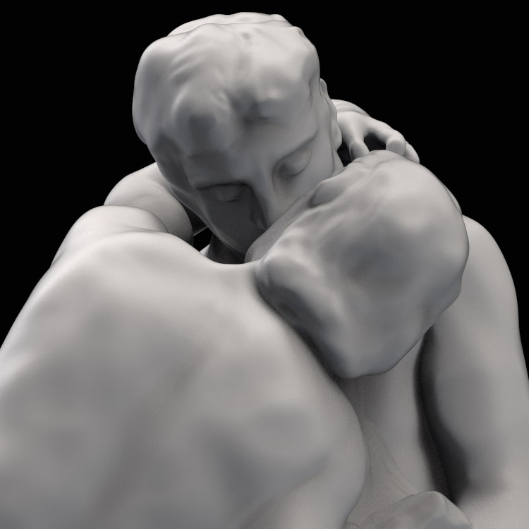 3d打印图纸模型希腊罗马雕塑罗丹的亲吻STL摆件立体圆雕图F3732