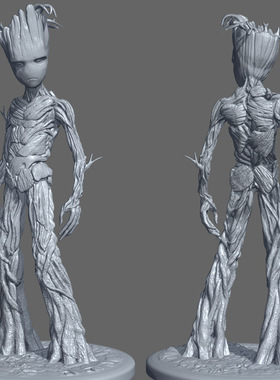 3d打印图纸模型素材树人格鲁特STL高精手办雕刻圆雕图F1751