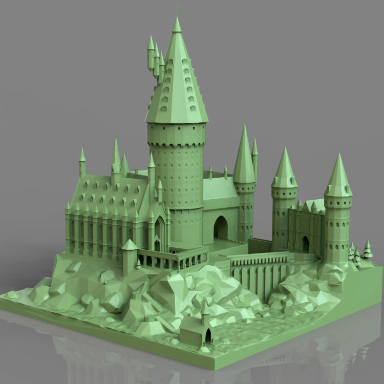 3d打印图纸模型哈里波特城堡霍格沃兹STL摆件圆雕图F3269