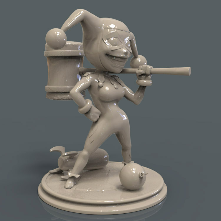 3d打印图纸模型素材文件DC小丑女STL手办摆件F2209