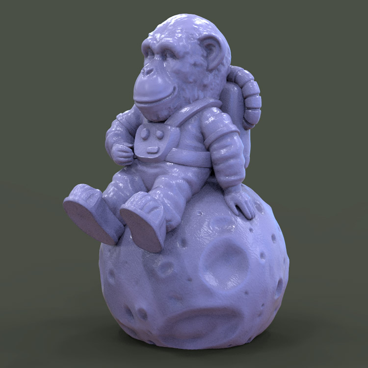 3d打印图纸模型素材猴子宇航员STL摆件立体圆雕图F5130