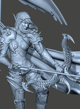 3d打印图纸模型素材STL魔兽希尔瓦娜丝手办圆雕图F1877