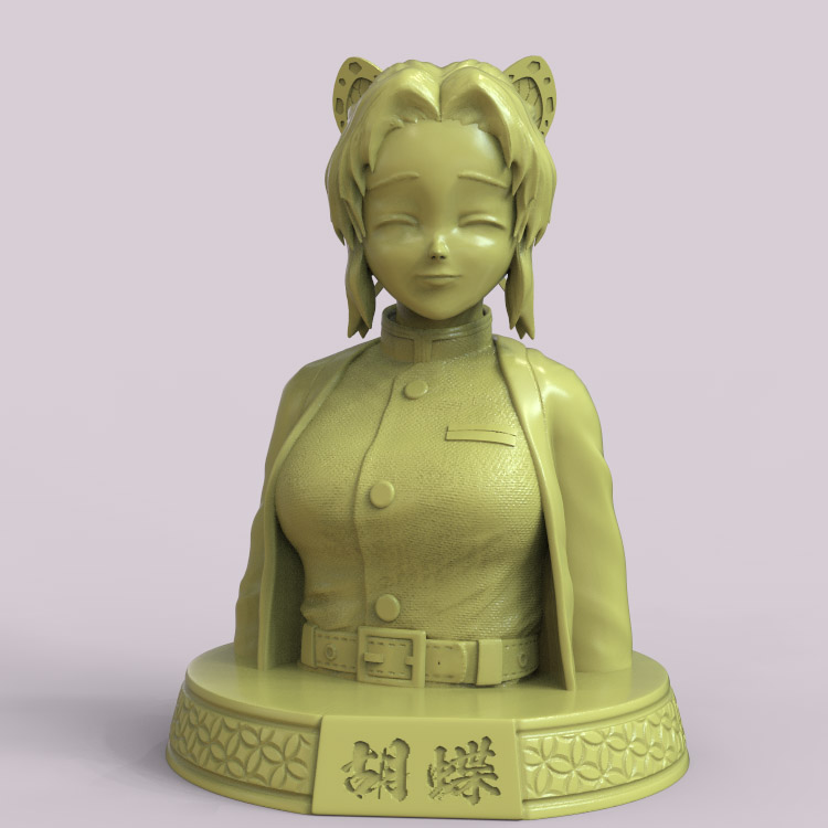 3d打印图纸模型素材鬼灭之刃蝴蝶忍STL摆件圆雕图F2872