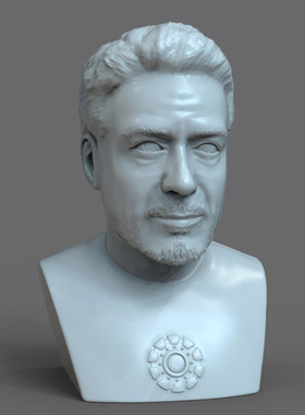 3d打印图纸模型素材摆件钢铁侠唐尼胸像STL圆雕图F2386