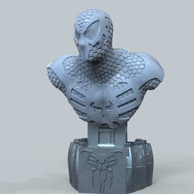 3d打印图纸模型素材文件蜘蛛侠胸像STL手办圆雕图F2528