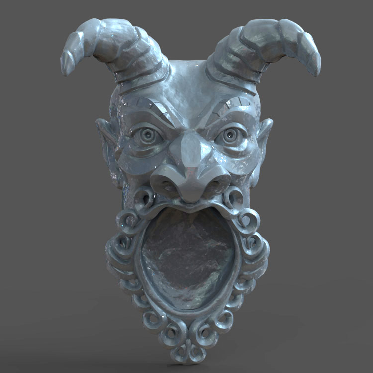 3d打印图纸模型素材恶魔头像饰品STL摆件圆雕图F2930