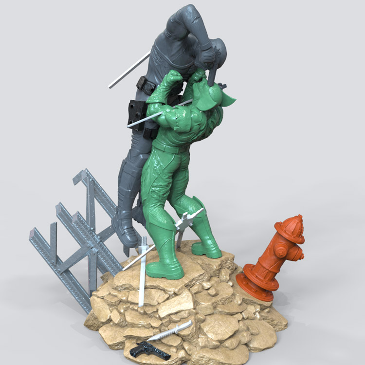 3d打印图纸模型素材文件金钢狼STL死侍手办圆雕图F2563