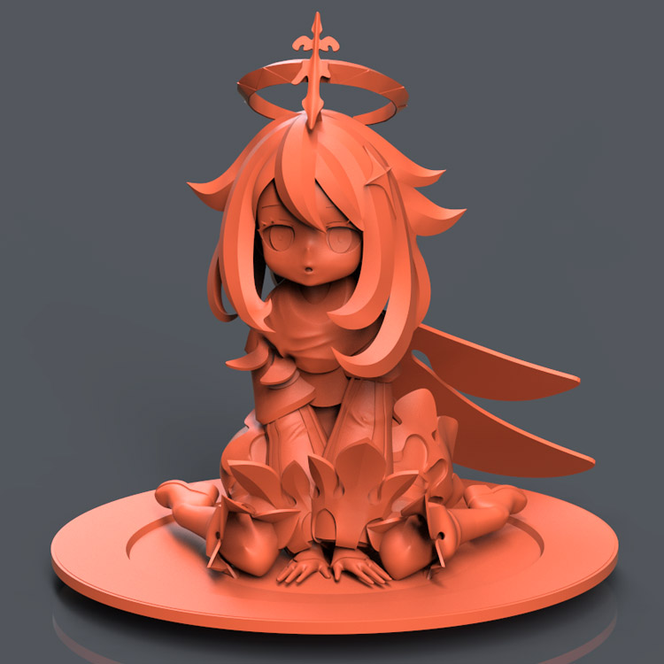 3d打印图纸模型二次元少女派蒙文件STL摆件立体圆雕图F3736