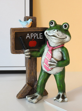 跨境热销美式青蛙教书小摆件 可爱客厅桌面家居饰品树脂工艺品