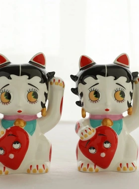 小可爱贝蒂陶瓷招财猫摆件卡通陶瓷猫摆件创意礼物家居饰品