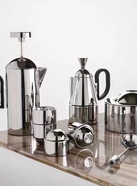 现代轻奢样板间咖啡器具厨房不锈钢手冲壶简约咖啡茶壶茶杯摆件