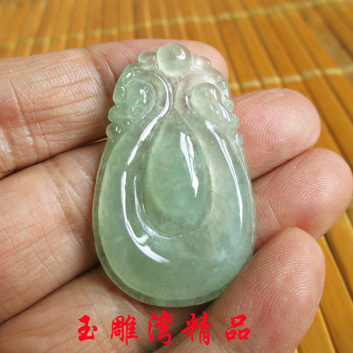 天然翡翠吊坠挂件A货冰种水滴吊坠双龙护主玉器玉坠玉石玉佩
