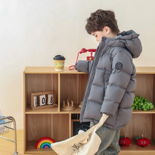 90白鸭绒连帽保暖外套 男童女童2025冬装 新款 儿童羽绒服加厚中长款