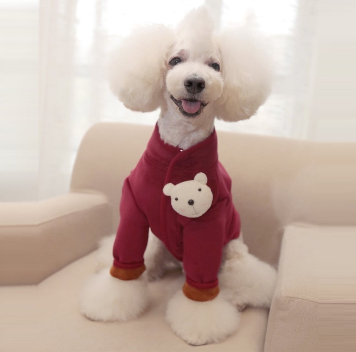 宝眷宠物衣服猫狗新年装过年红色喜庆加绒保暖春季外套大衣夹克