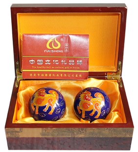 保定铁球景泰蓝带礼盒高端金麒麟镀银收藏级别馈赠办公礼品物