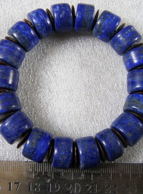 ^宝石小屋^原矿纯天然蓝色阿富汗青金石桶珠16毫米/手链周长178MM
