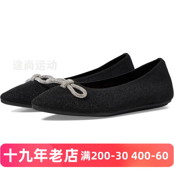 斯凯奇女平底一脚蹬蝴蝶结鞋
