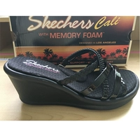 Skechers SKECHERS 38477 Dép đi trong nhà cho nữ Dép xăng đan trắng tăng chiều cao Giảm xóc 38566 - Dép thể thao dép adidas chính hãng