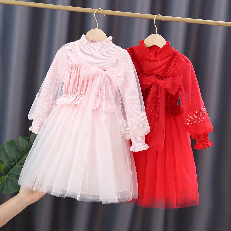 女童新年装儿童过年裙子春款宝宝洋气喜庆公主红色儿童连衣裙洋气