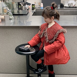 女童羽绒服2025新款洋气冬季儿童90白鸭绒加厚冬装短款中大童外套