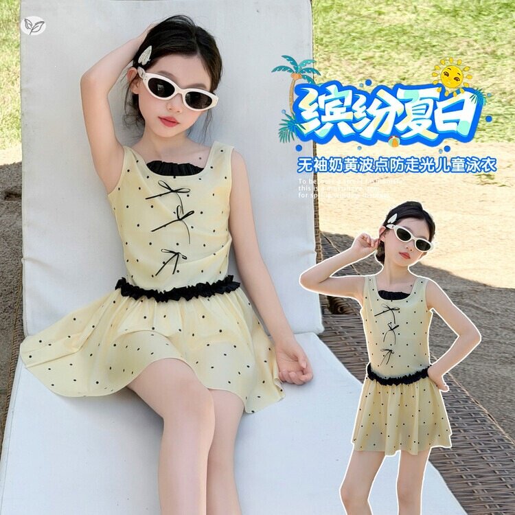 女童泳衣2026新款儿童高颜值连体裙式游装女孩大童绝美速干游泳衣