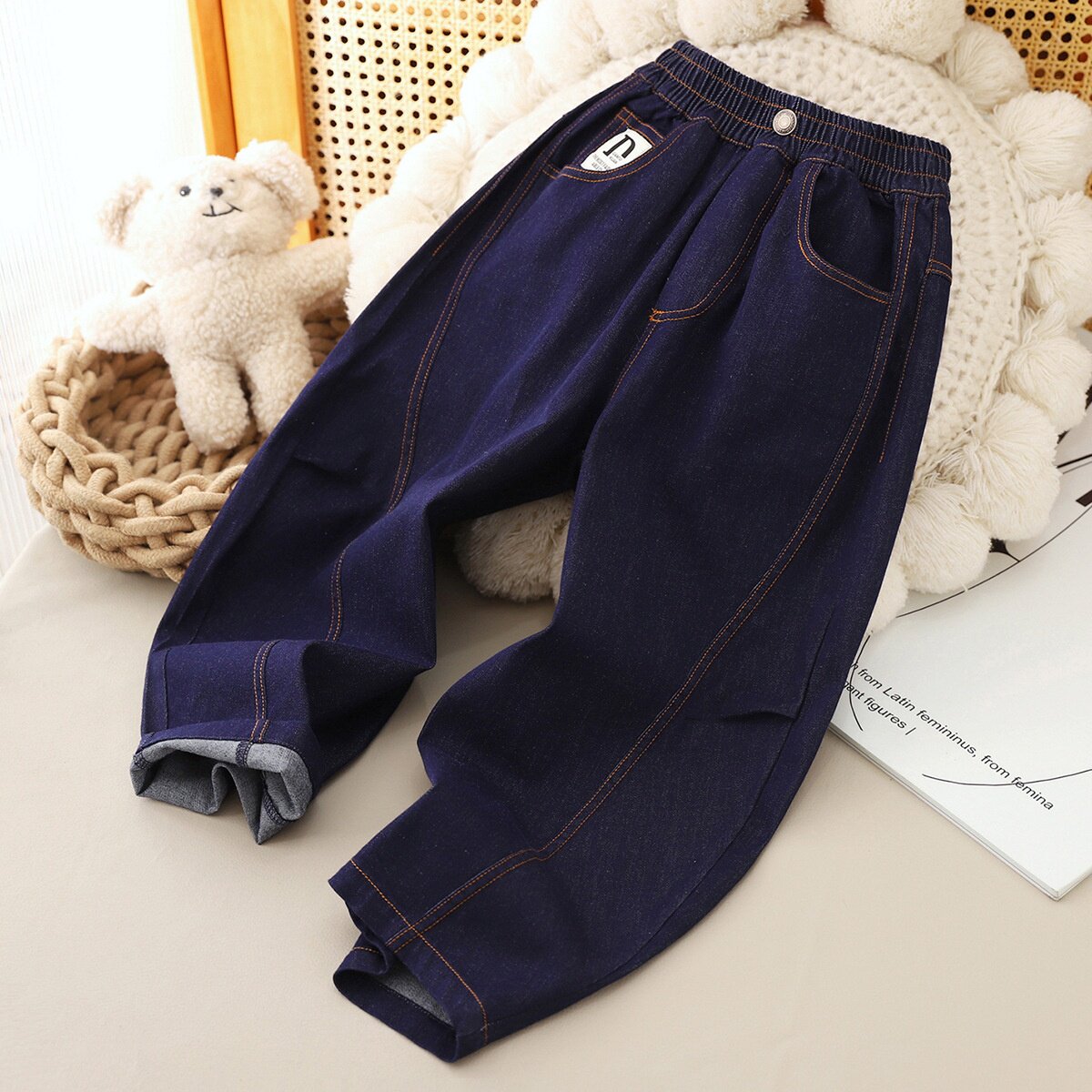 童装2026春秋新款男童春装牛仔裤洋气休闲裤学生大童阔腿裤宽松春