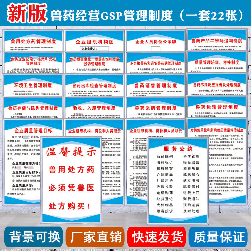 兽药店制度牌KT板GSP验收通过