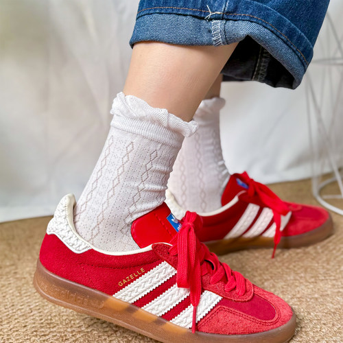 可爱白色花边日系少女中筒袜