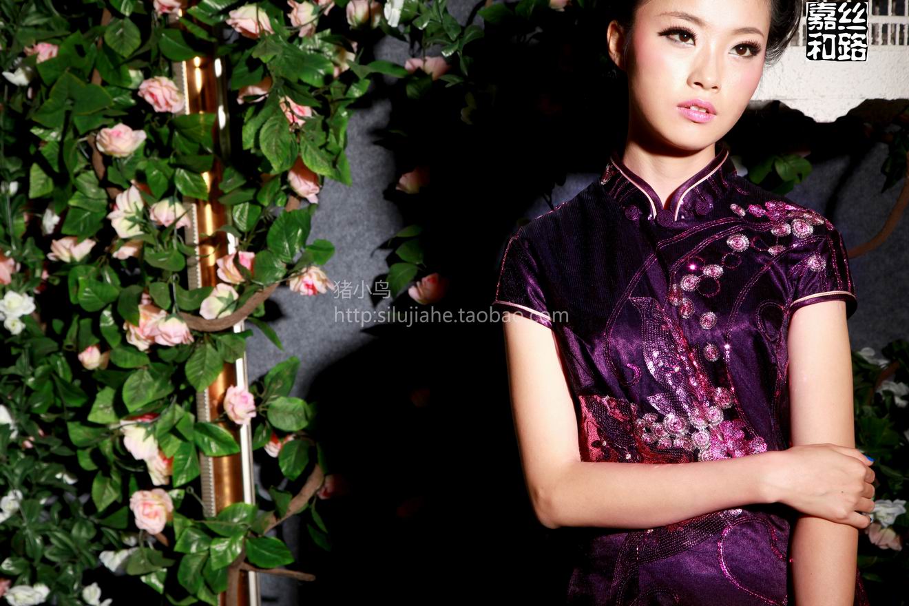 【丝路嘉和旗袍】魅影雅姿 晚宴婚礼年会蕾丝珠片绣花时尚短旗袍