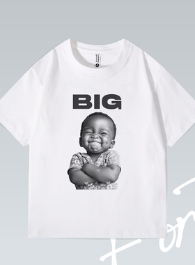 Fortee 黑娃 Vintage美潮街头复古潮流印花重磅T恤男女宽松短袖