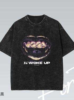 Fortee XG WOKE UP ALPHAZ音乐说唱千禧水洗重磅T恤男女宽松短袖