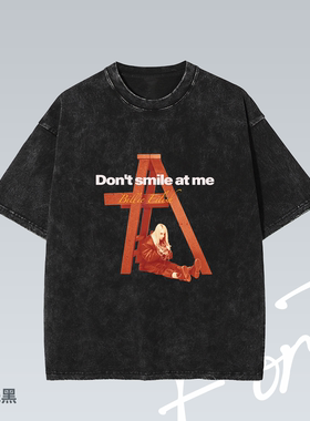 Fortee 别对我笑碧梨Billie音乐水洗落肩印花重磅T恤男女宽松短袖