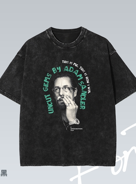 原钻 A24 vintage 电影做旧落肩水洗潮流印花重磅T恤男女宽松短袖