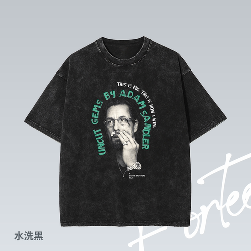 原钻 A24 vintage 电影做旧落肩水洗潮流印花重磅T恤男女宽松短袖