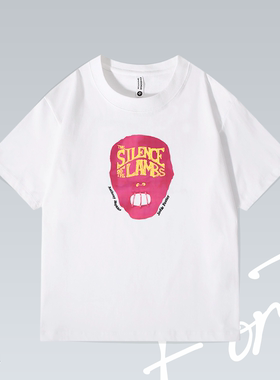 Fortee 沉默的羔羊电影美式落肩个性潮流印花重磅T恤男女宽松短袖