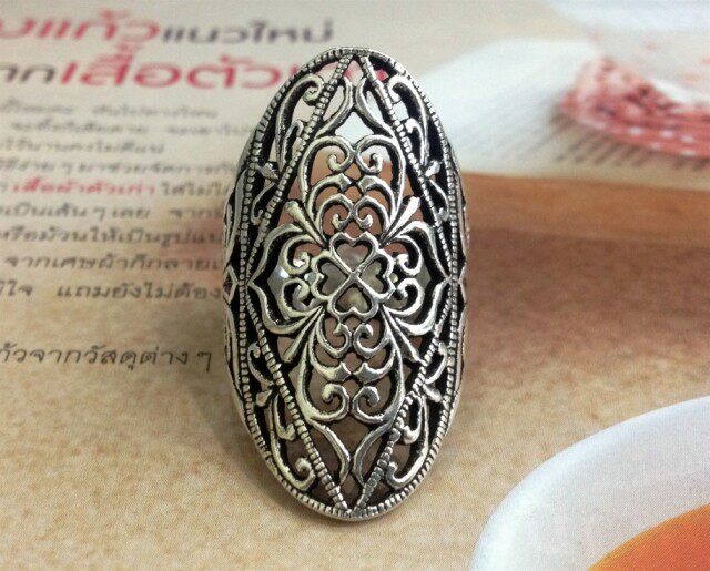 泰国进口--S925泰银--镂空花--波西米亚戒指/指环现货TXJZ145银饰