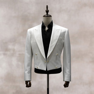 男士白色结婚礼服西装马甲燕尾改良上海实体全国免费上门量身定做