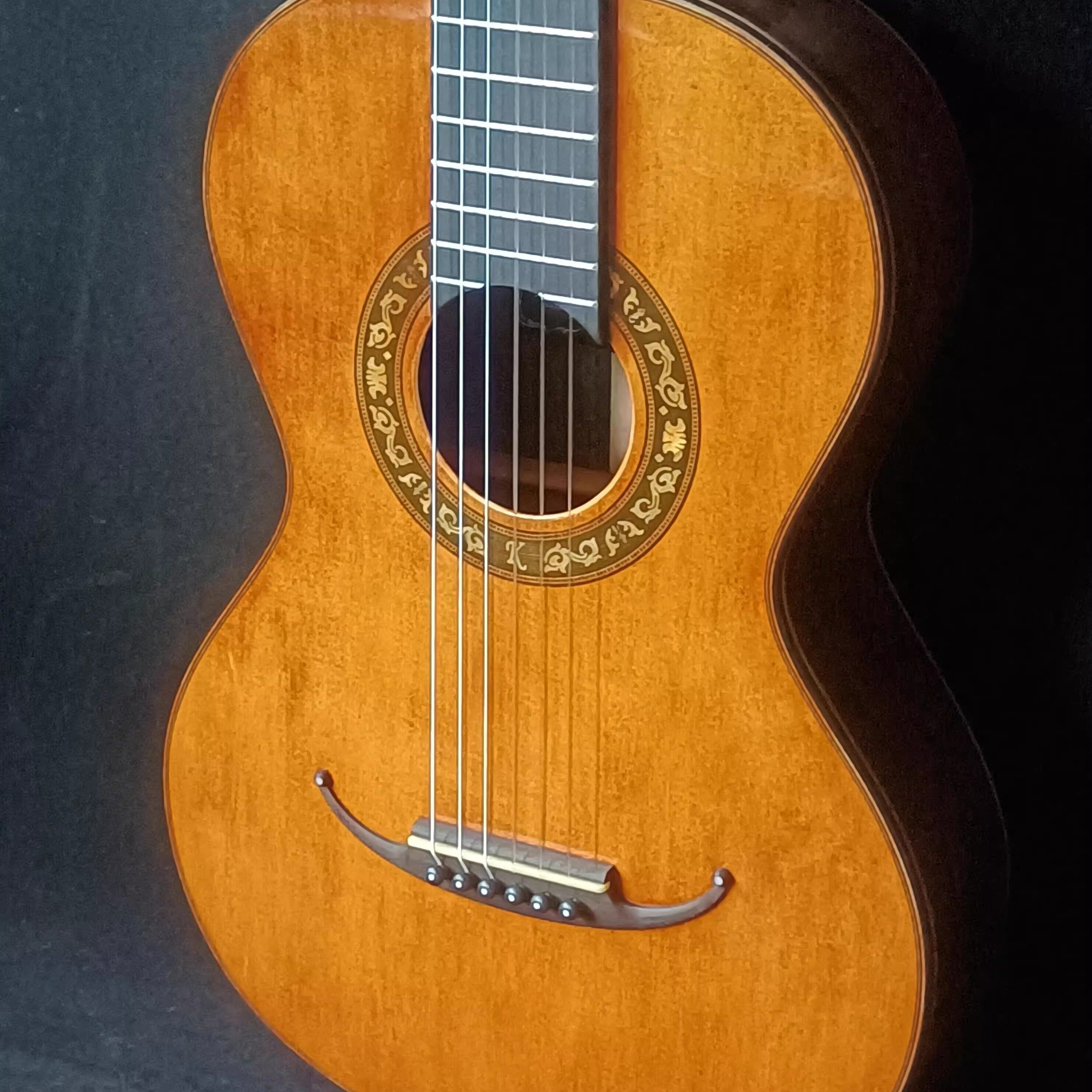 全新手工37寸云杉马玫浪漫吉他高配古典复古演奏级全单做旧手工琴