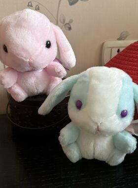 日单 amufun 可爱小兔子 垂耳兔系丝带 毛绒公仔