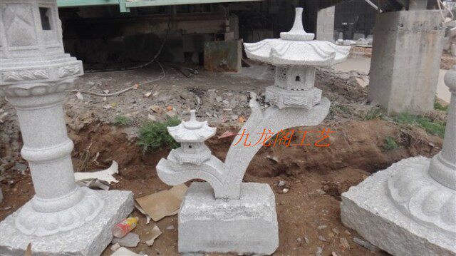 花岗岩雕刻石灯笼 白石双灯园林景观灯庭院-兰溪 惠安石雕工艺