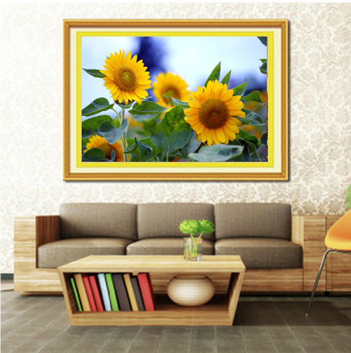 新款精准印花包邮 正品DMC十字绣 客厅卧室大画 灿烂向日葵