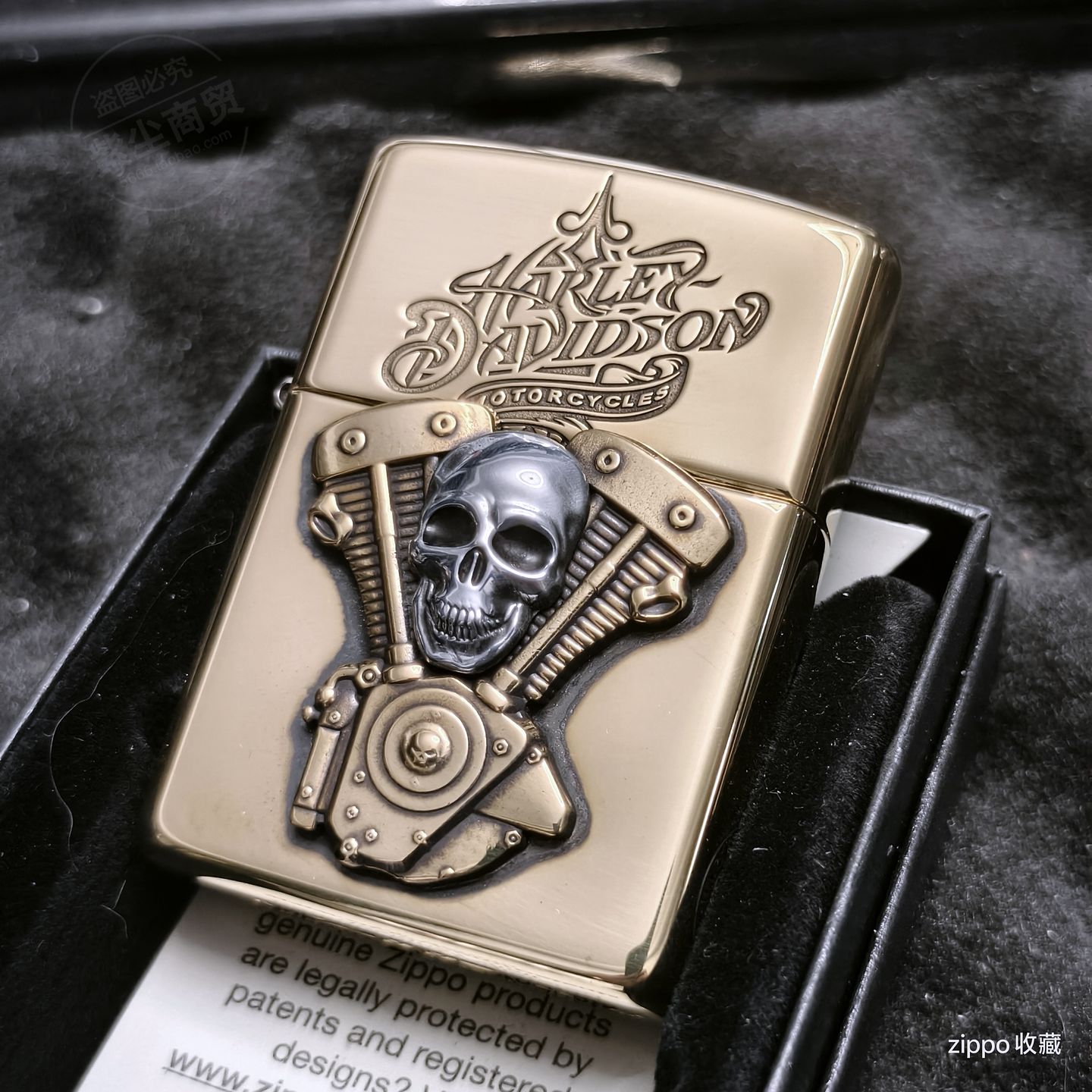 二十三年老店正品ZIPPO打火机纯铜哈雷骷髅头发动机定制D男士礼品