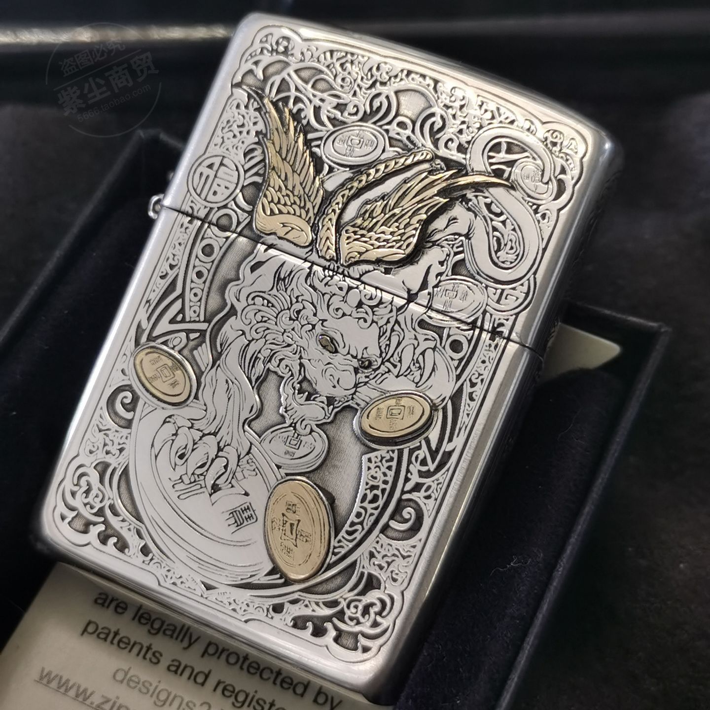 23年老店zippo原装芝宝打火机正版五面雕刻纯银招财貔貅防风收藏