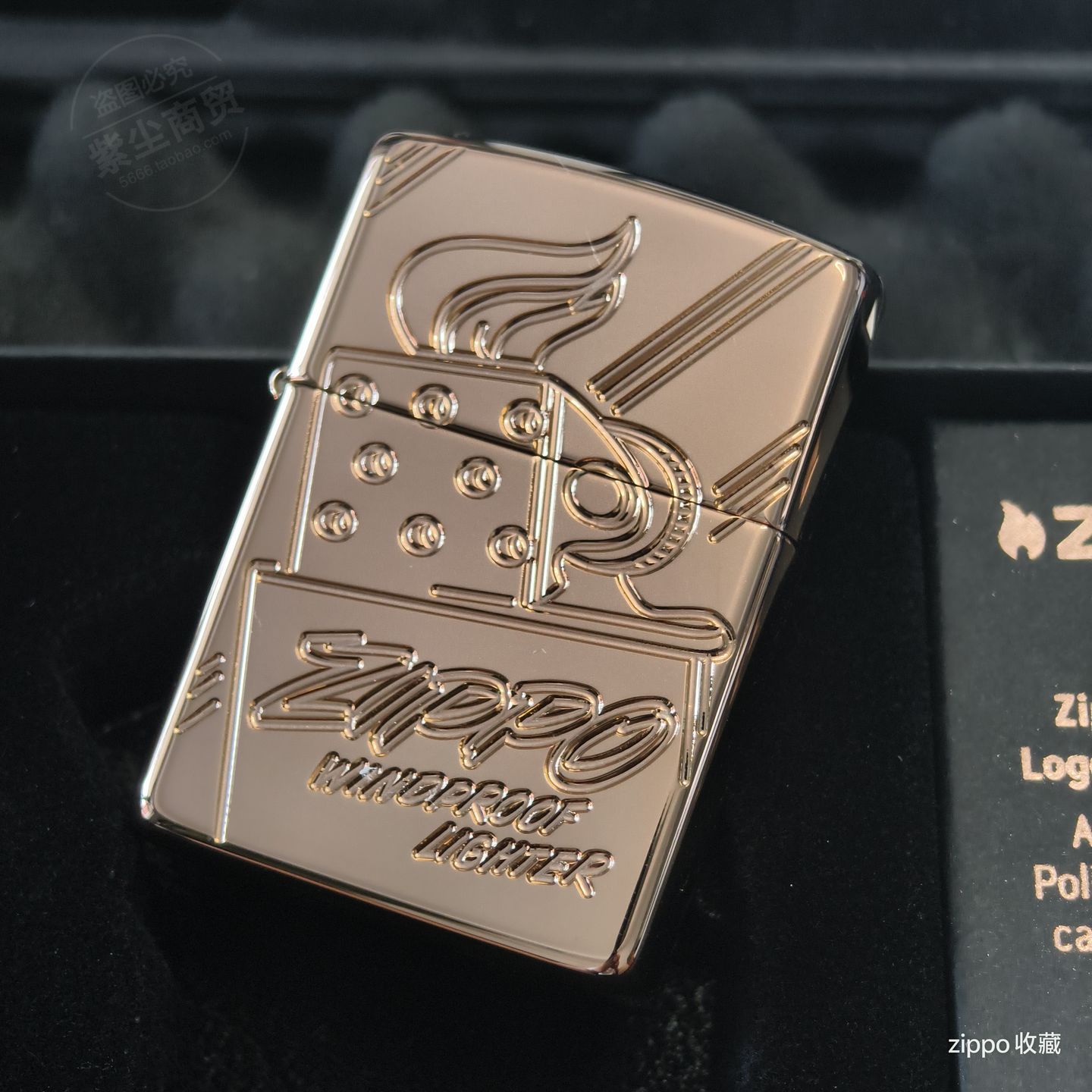 Zippo美版斜阳玫瑰金限量打火机