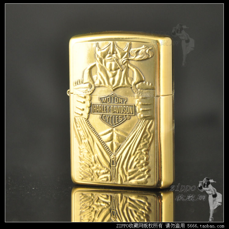 原装ZIPPO 芝宝打火机正版 绝版珍藏哈雷 1996年巴雷特黄铜拉链男