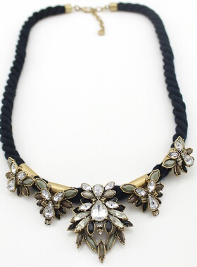 小众设计复古夸张镶钻大气编织链