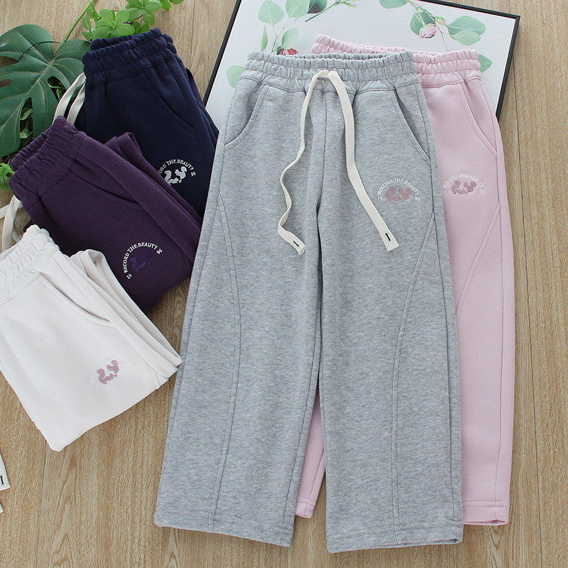 女童春秋直筒裤中大童宽松运动裤儿童洋气窄版香蕉裤卫裤弯刀裤子