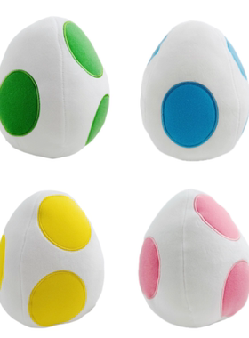 21cm大号超级玛丽马里奥耀西龙蛋四色恐龙蛋粉红黄蓝绿色毛绒公仔